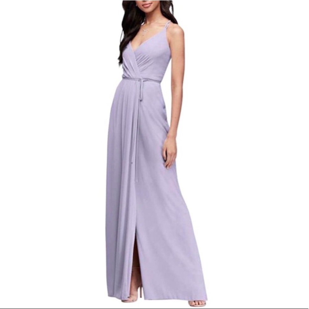 Double-Strap Long Georgette Wrap Dress Iris size 4
